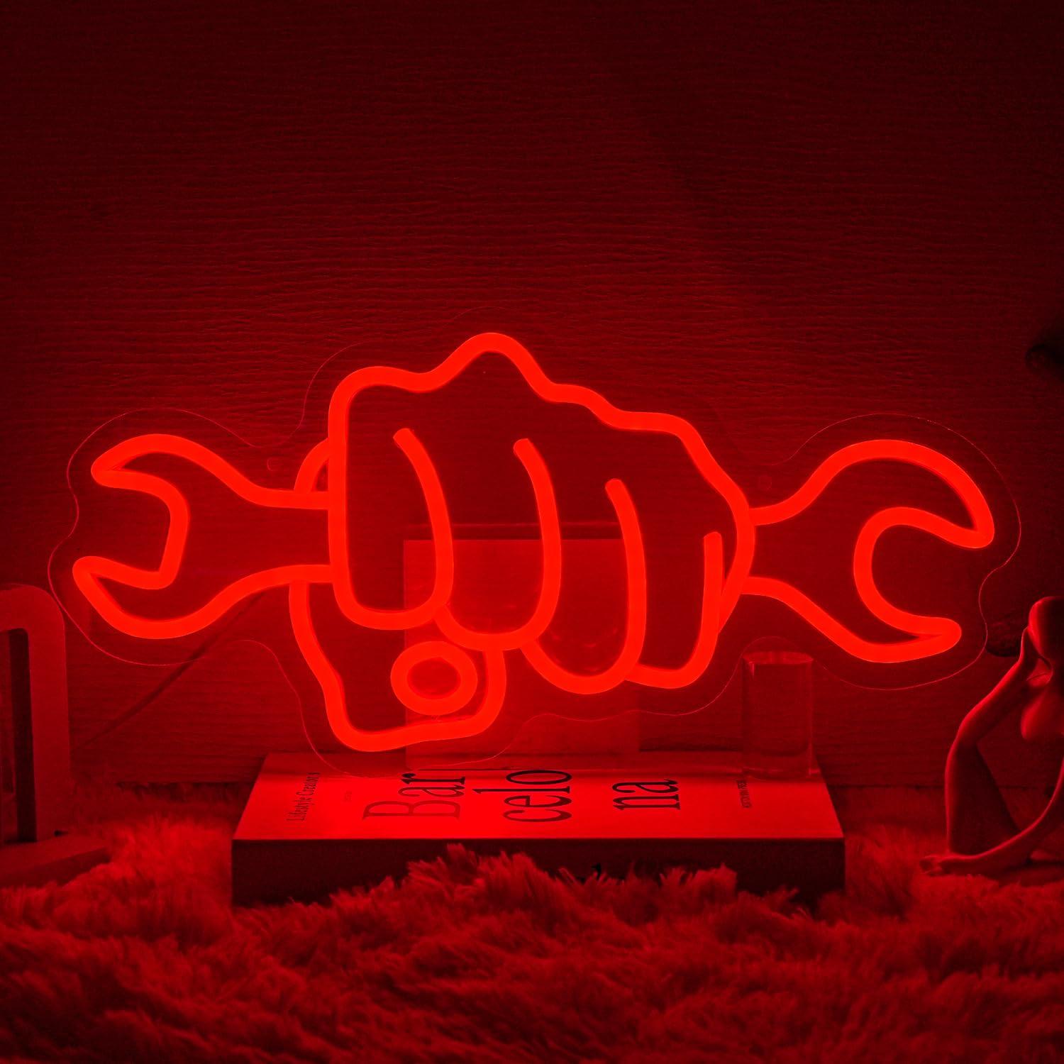 Car Led Light - Schraubenschlüssel-Neonschild LED-Licht für Autowerkstatt, Männerhöhle, Werkstatt,