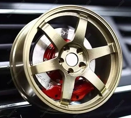 Car Air Freshener - TE37 Felgenmodell Auto-Lufterfrischer Rotierender Legierungs-Lüftungsclip Aluminium-Felgenornament
