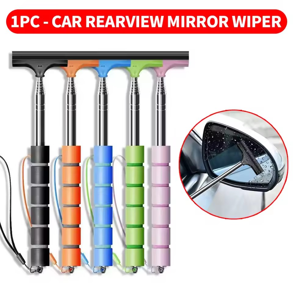 Car Mirror - Rückspiegel-Windschutzscheibenwischer, einziehbarer, tragbarer Gummi-Abzieher, Reinigungswerkzeug, Auto-Regenentferner