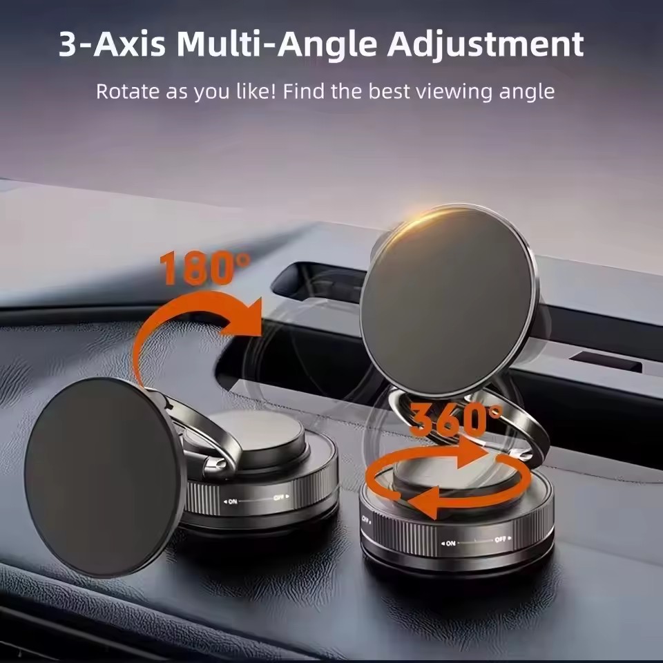 Car Vacuum - Magnetischer Autotelefonhalter mit mechanischem Vakuumsaugnapf, 360°